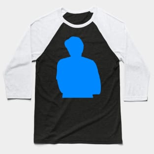 Hatted Blue Man Designed Into Silhouetted Confinement Baseball T-Shirt